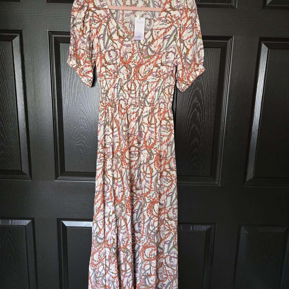 Lascana Multi Print Puff Sleeve Maxi Dress Nwt - Picture 3 of 14